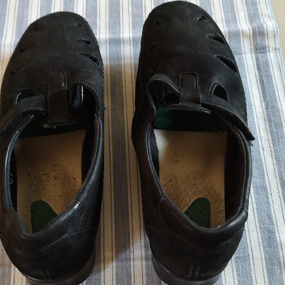 Black Suede Loafers with Velcro Strap
